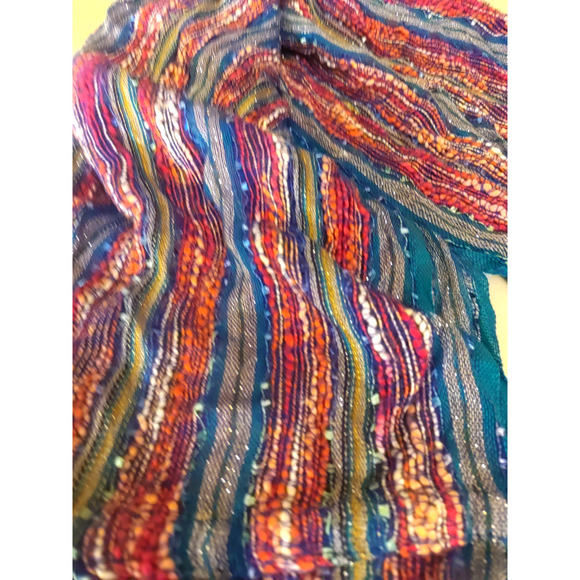 Infinity Scarf 62 X 12 Turquoise Orange Pink Loosely Woven Bright Spring - Picture 1 of 6